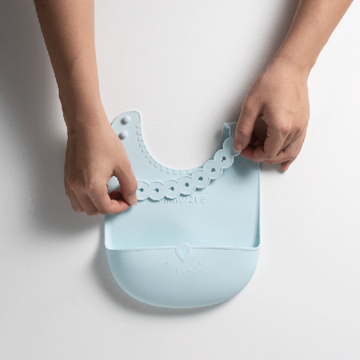 Miniware Roll & Lock Silicone Bib Haklapp Grey
