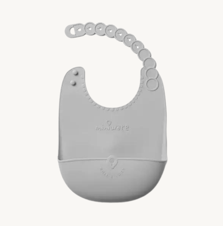 Miniware Roll & Lock Silicone Bib Haklapp Grey