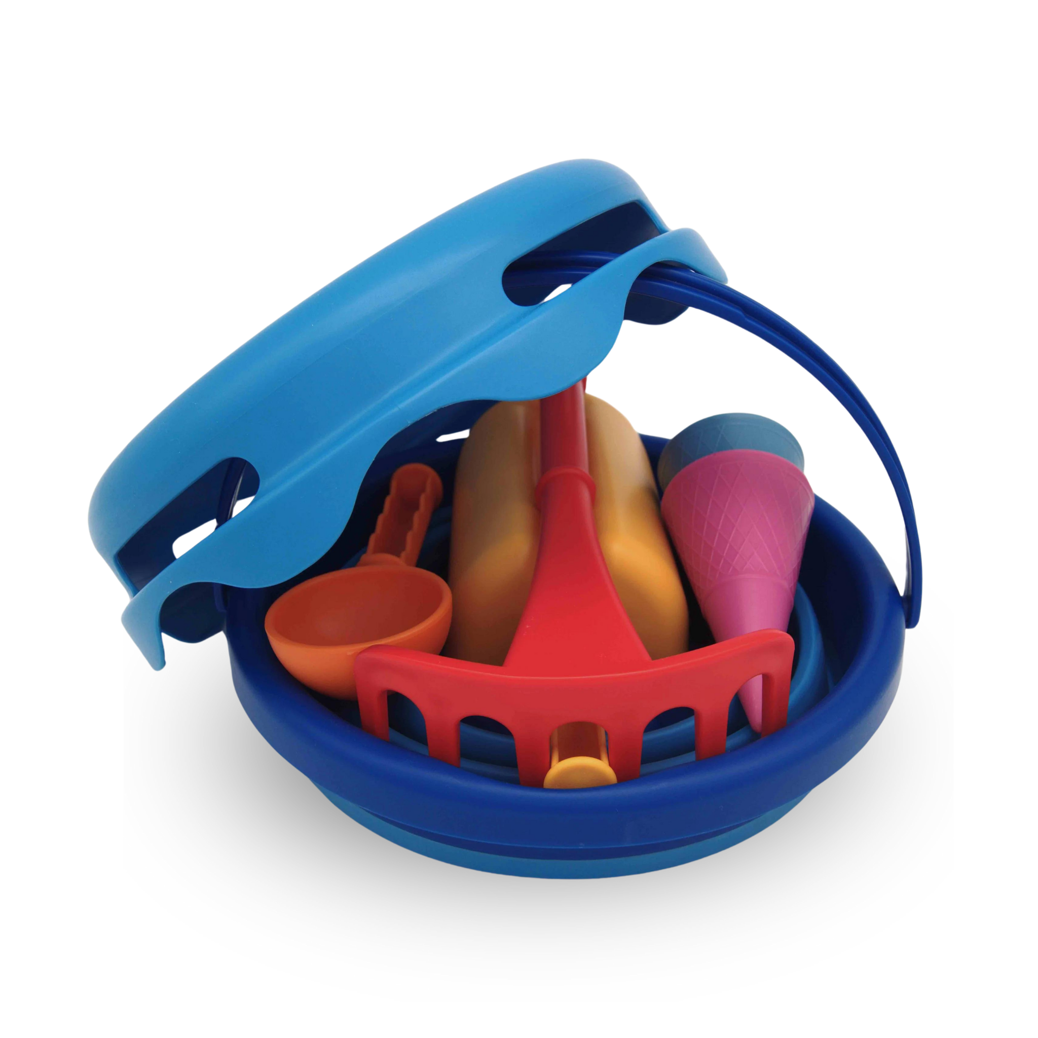 COMPACTOYS  7-i-1 Sandset med hopfällbar hink och sandleksaker Blå