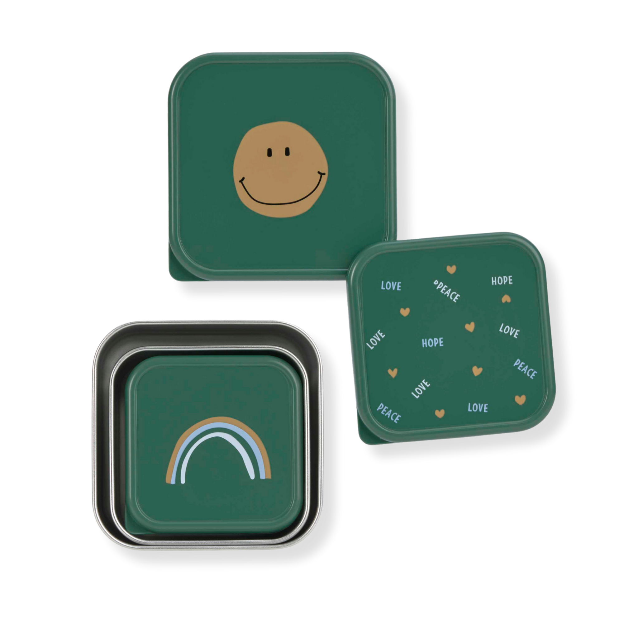 LÄSSIG Snackbox/matlådor Happy Rascals Smile Green 3-pack