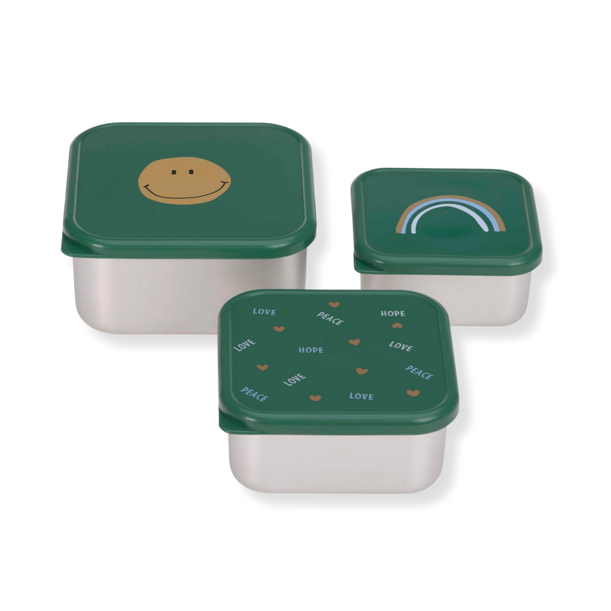 LÄSSIG Snackbox/matlådor Happy Rascals Smile Green 3-pack