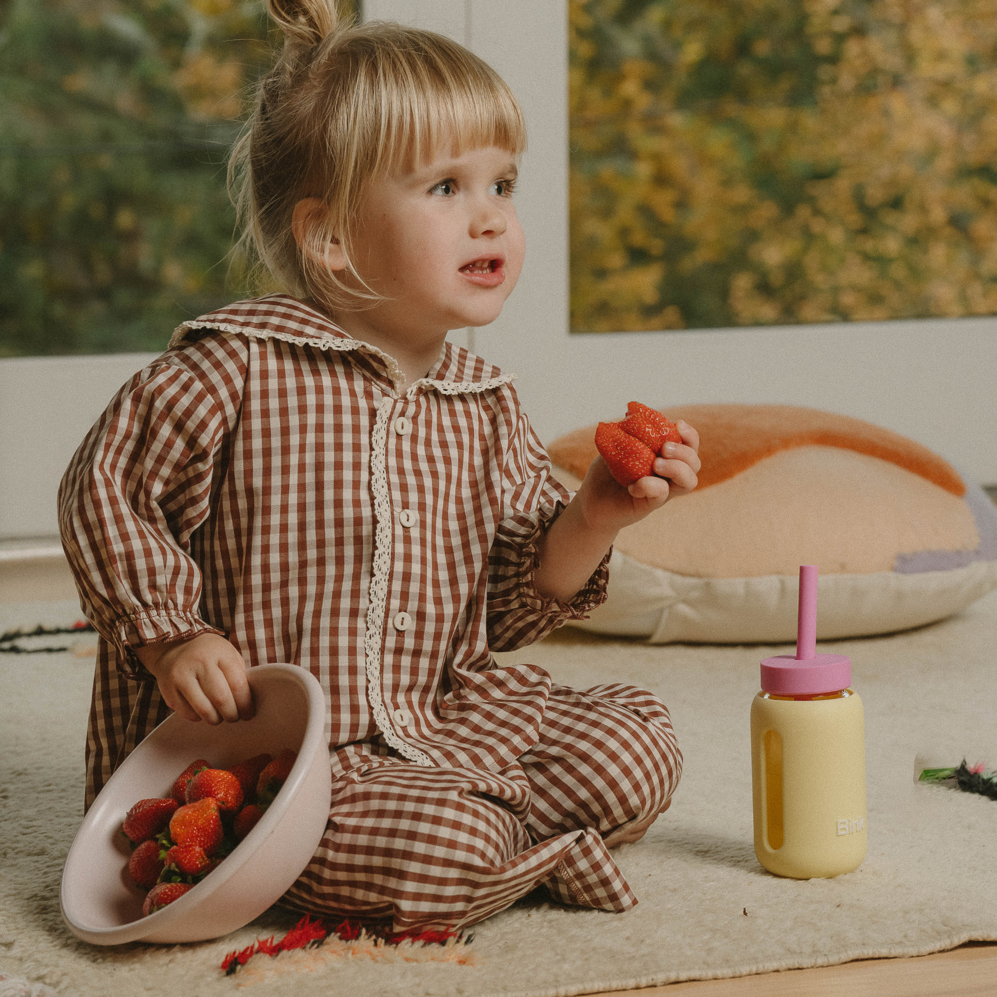 Silikonlock med sugrör för BINK Kids vattenflaska Bubblegum