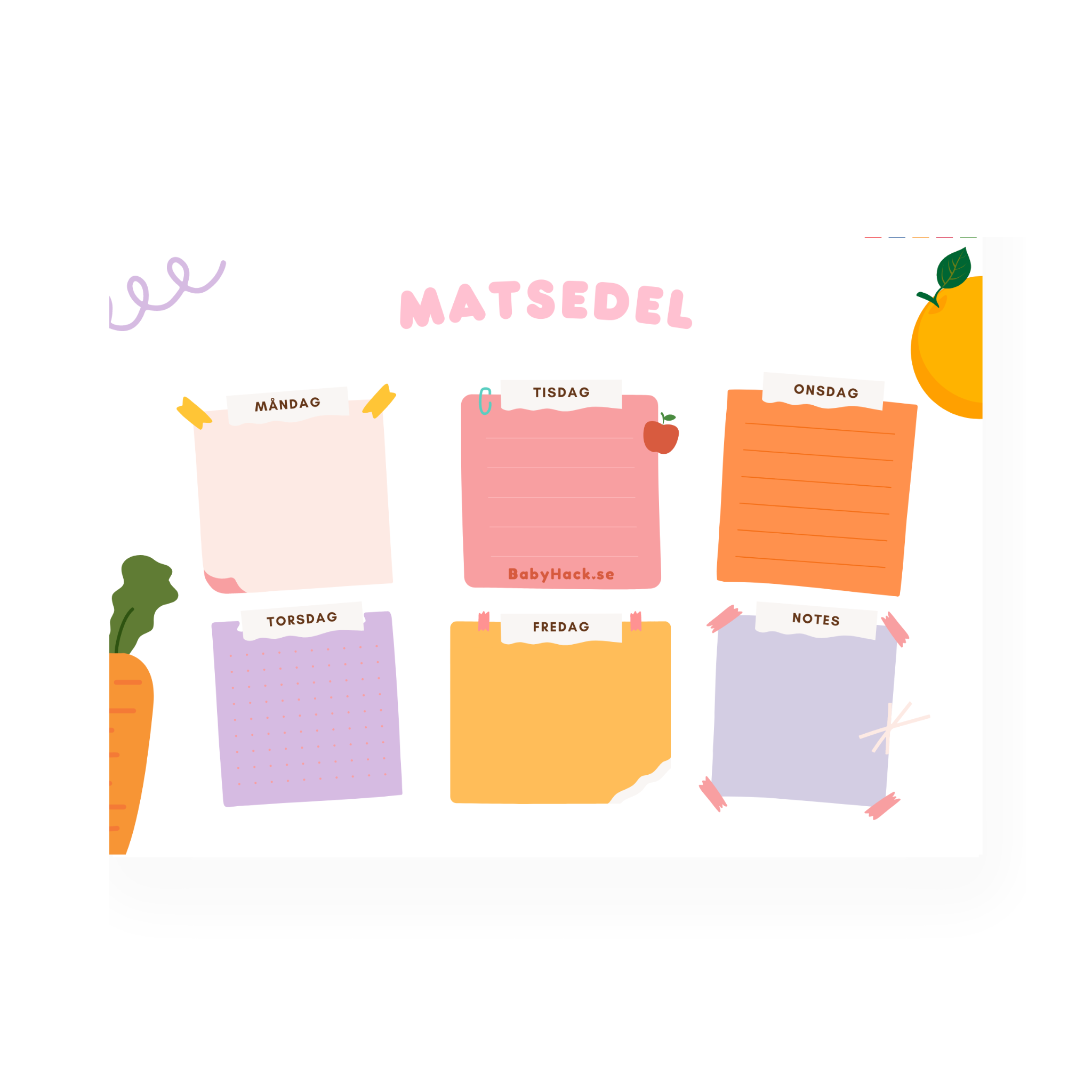 Veckoschema & matsedel | Sweet