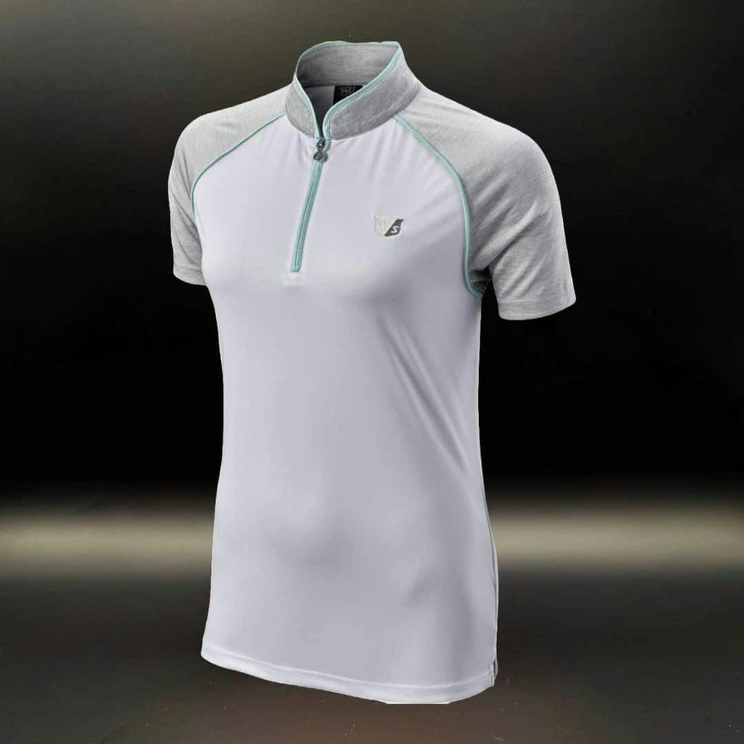 Zipped Polo White/Green Ladies