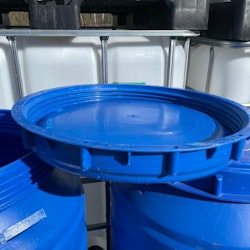 Plastfat 220 liter blå randig