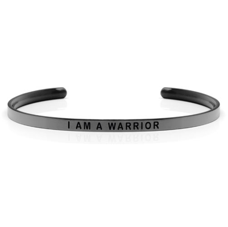 grått stelt armband i rostfritt stål I am a warrior