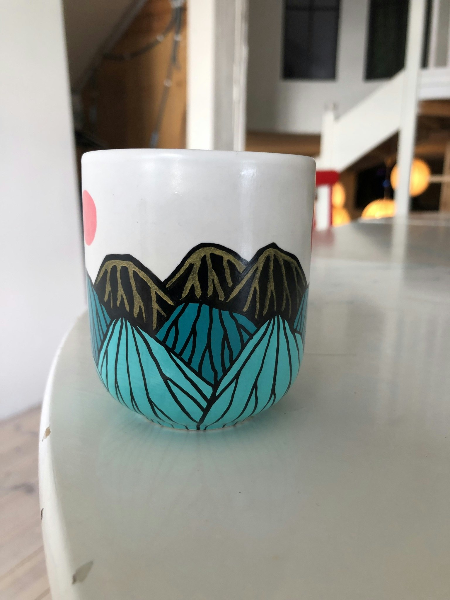 Kaffekopp - Bergskap blå guld