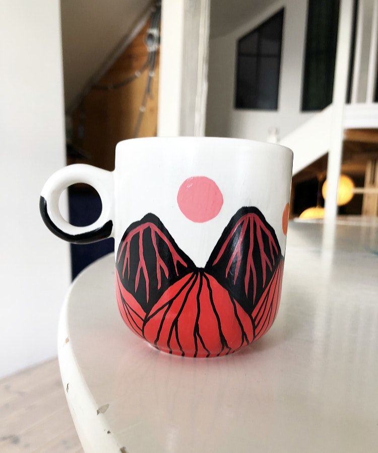 Kaffemugg - Bergskap rödsvart