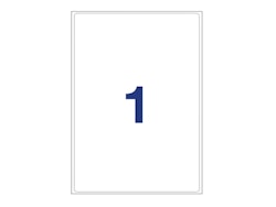 1 label/A4. Approx 200 x 289mm. Self-adhesive labels for your printer