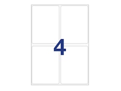 4 labels/A4. Approx 99 x 139mm. Self-adhesive labels for your printer