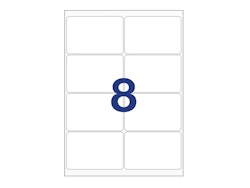 8 labels/A4. Approx 99 x 68mm. Self-adhesive labels for your printer