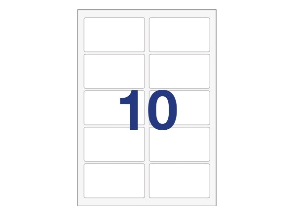 10 etiketter/A4. Ca 105 x 57mm. Självhäftande etiketter till din skrivare