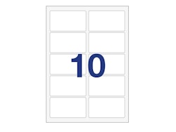 10 labels/A4. Approx 105 x 57mm. Self-adhesive labels for your printer