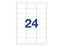 24 labels/A4. Approx 63 x 34mm. Self-adhesive labels for your printer