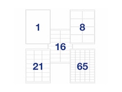 Self-adhesive labels on A4 sheets for your printer.