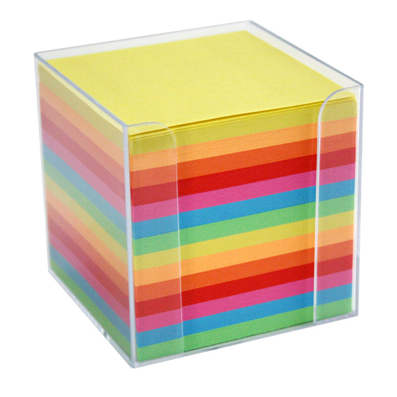 Blockkub med transparent hållare. 700 ark i olika färger.