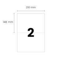 2 etiketter/A4. Ca 210 x 148mm. Självhäftande etiketter till din skrivare