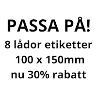 8.000 Transportetiketter 100x150mm. Falsade/löpande. Rabatt 30%!