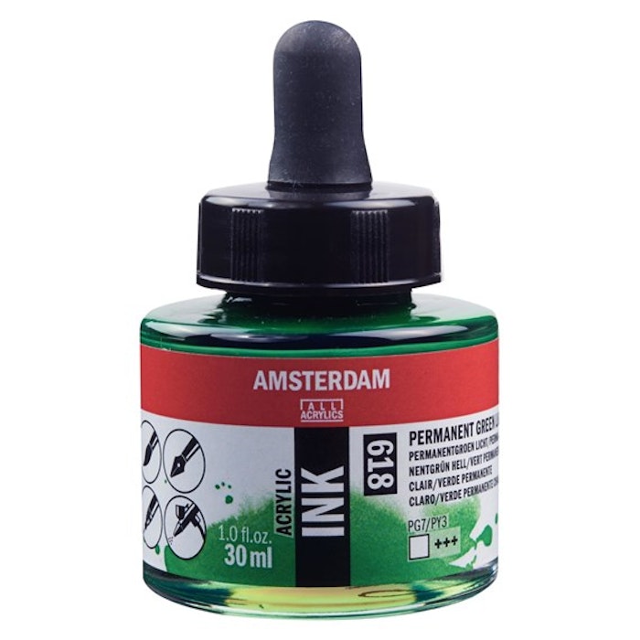 Amsterdam ink-30ml-618-permanent green light