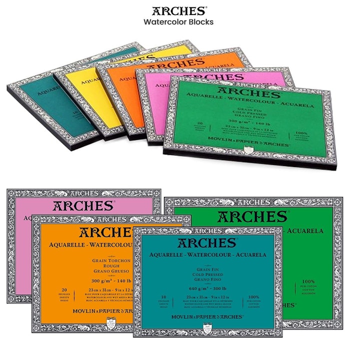 Arches akvarellblock-300g-18x26-12st-Rough