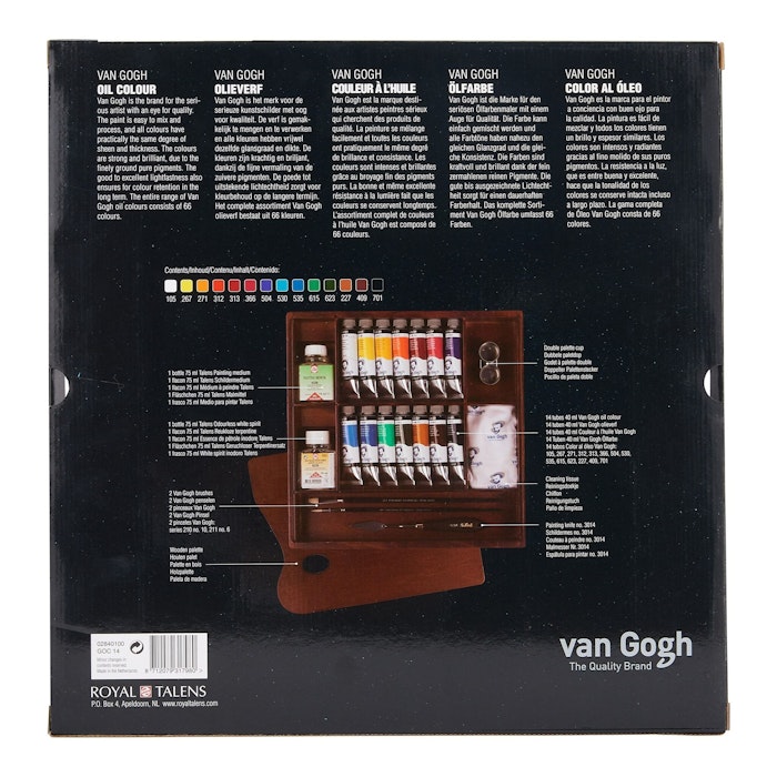 Van Gogh-inspiration wooden box-Olja-14 färger+tillbehör