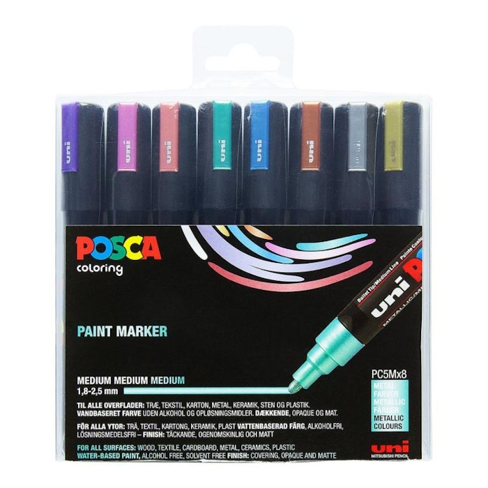 Posca-PC5-8st painting marker-Metallic-1,8-2,5mm