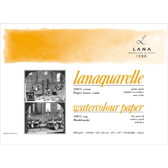 Lana-Akvarellblock 18x26-300gram-hotpress