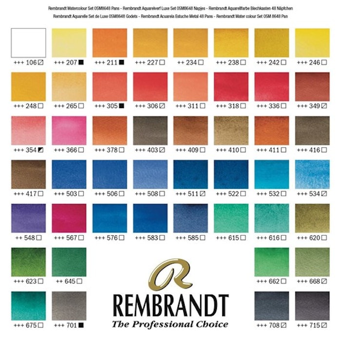 Rembrandt-Water colourbox Extra fine-48st-plåtbox