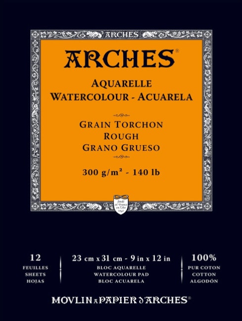 Arches akvarellblock-300g-23x31cm-12st-Rough