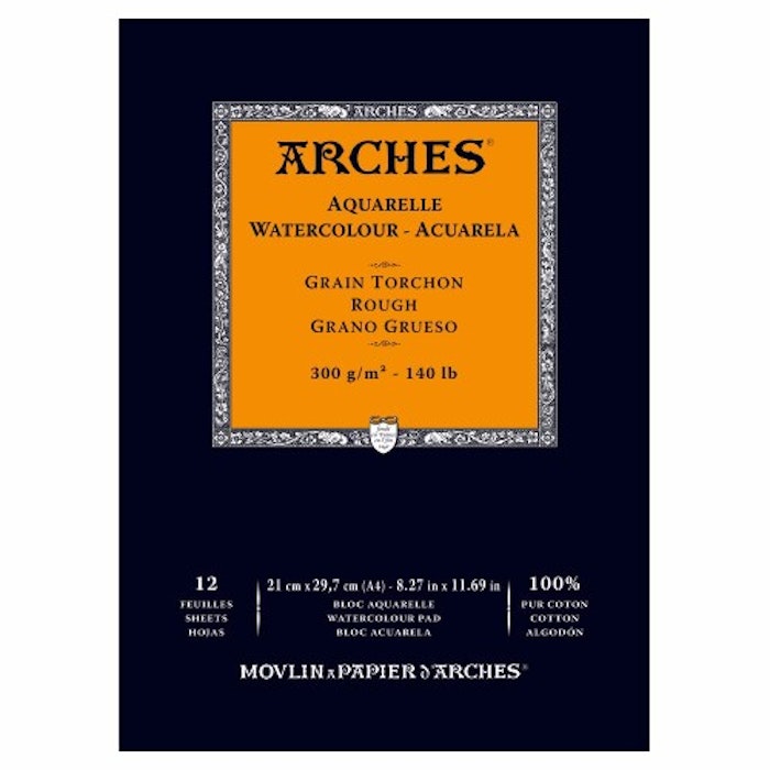 Arches akvarellblock-300g-21x29,7-12st-Rough
