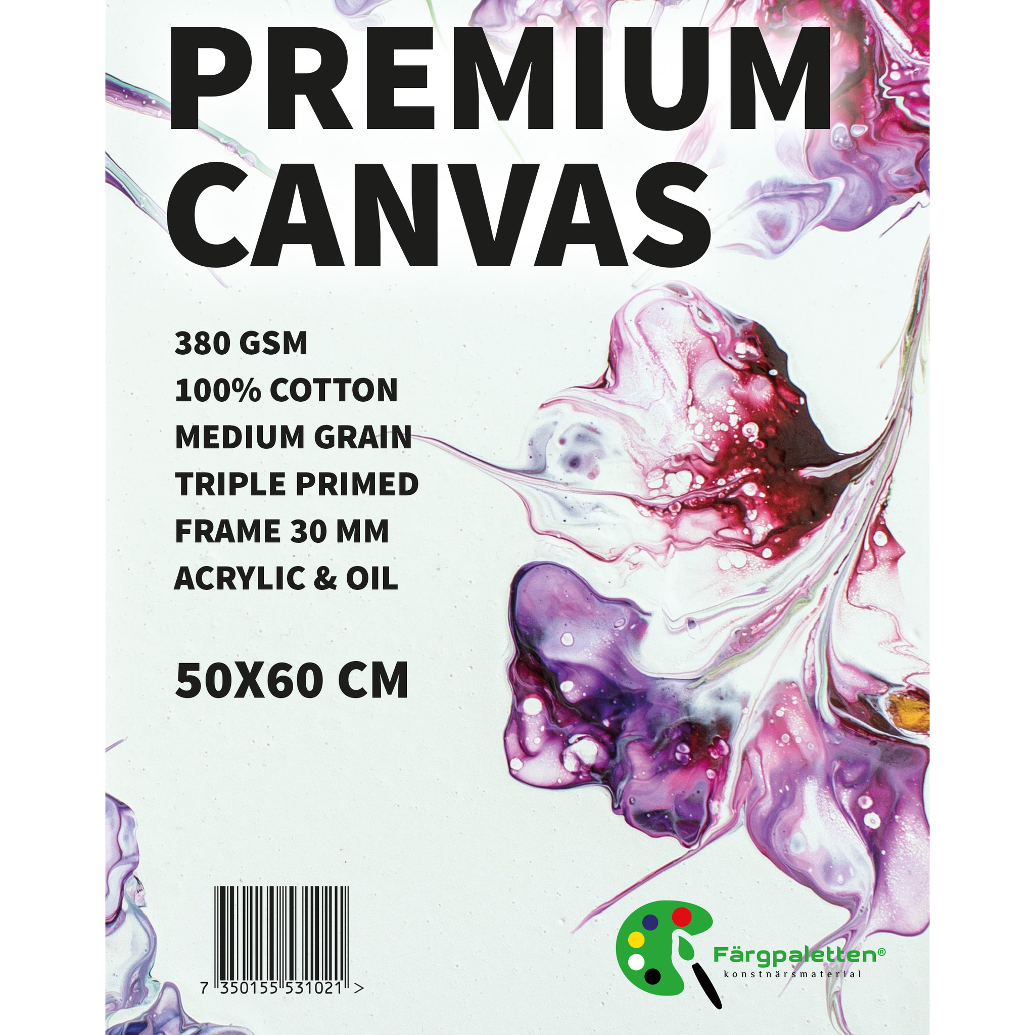 Canvas-50x60-Premium-380gram-30mm-Färgpaletten-2pack