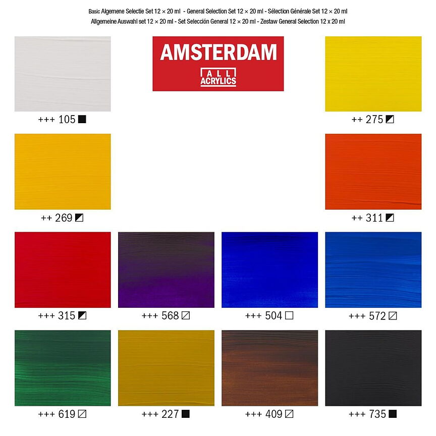 Amsterdam färgset 20ml 12st-General selection