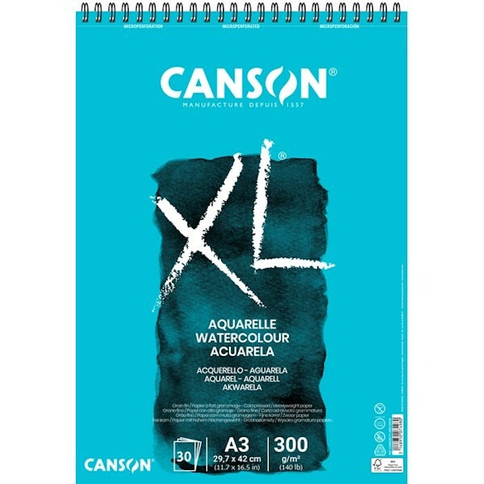 Canson-XL Aquarelle CP A3 300G Spiral 30st
