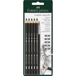 Akvarellgrafitpennor 5p+pensel
