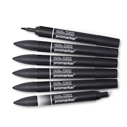 Promarkerset 5 Black & 1 Blender