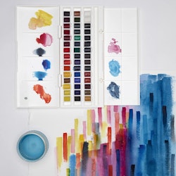 Akvarellset-Cotman studio 46 delar med låda