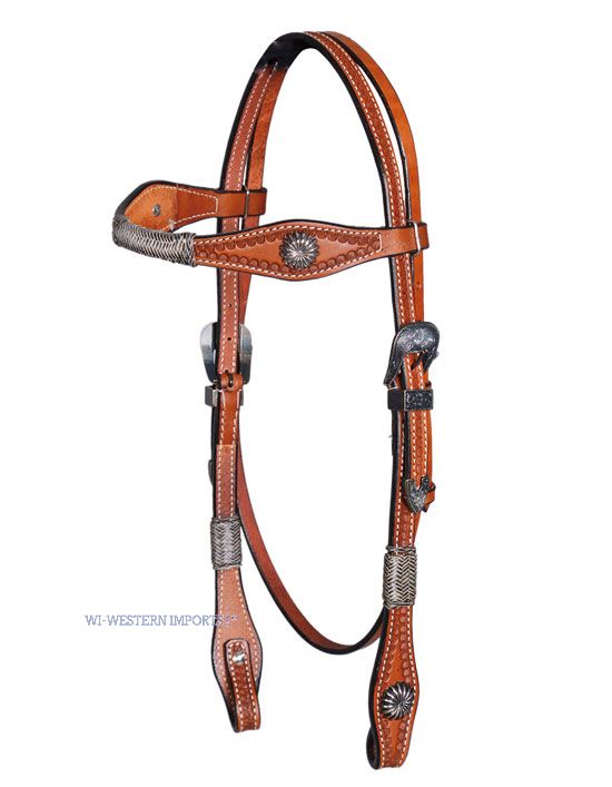 Western Imports Headstall Tooled Antique Buckles