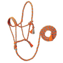 Weaver Braided Ropehalter with 7" lead Gray/Orange