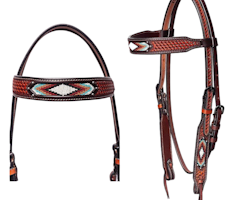 Western Imports basket tooled Fancy headstall