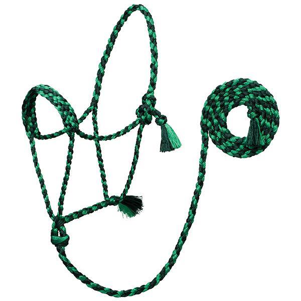 Weaver Braided Ropehalter with 7" lead Hunter Green/Kelly Green
