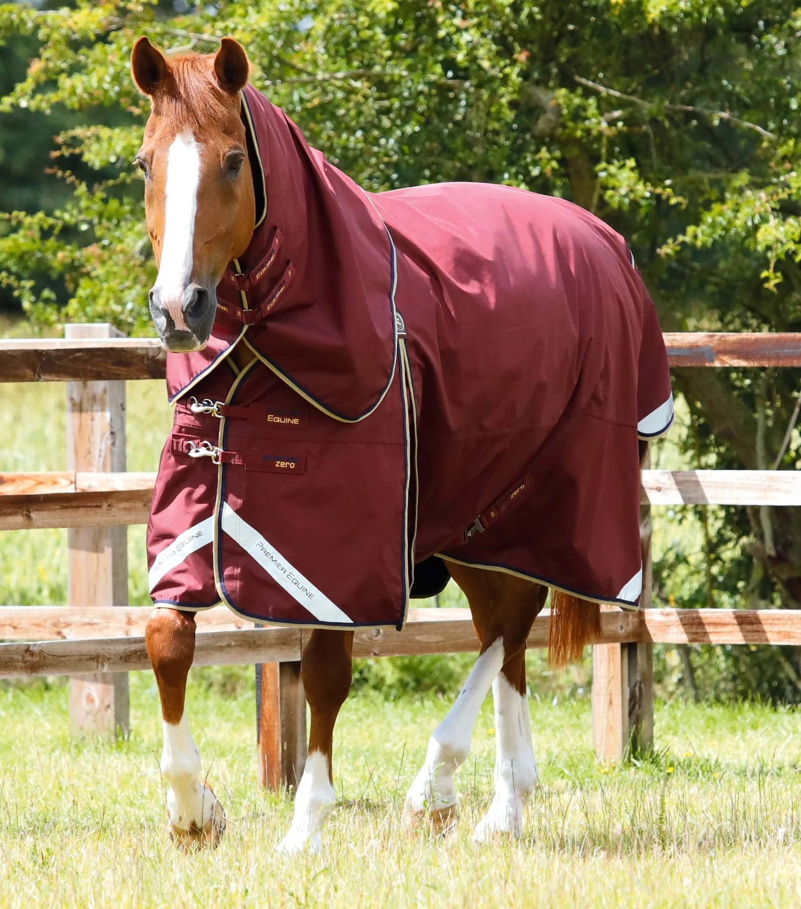 Premier Equine Buster Zero Turnout Rug with Classic Neck Cover Burgundy B