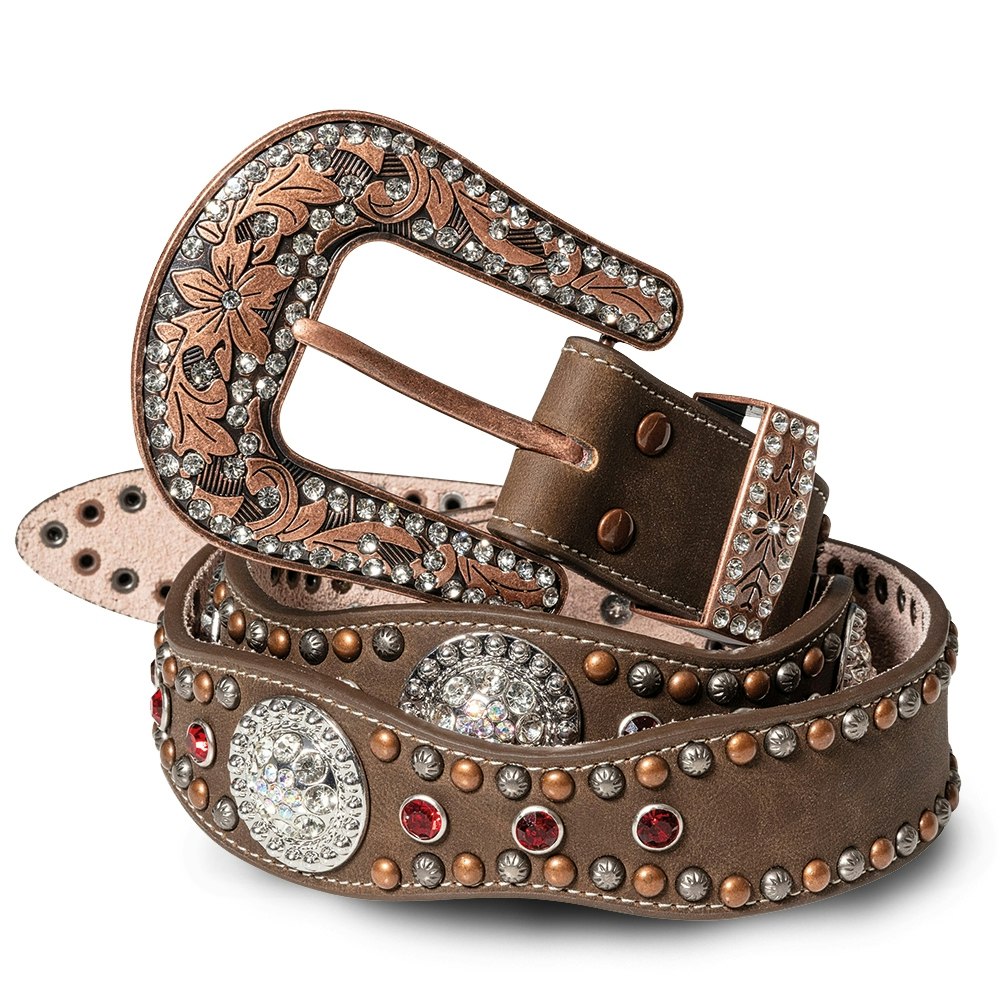 BKE Embroidered Western Belt - Women's Belts in Cream Brown