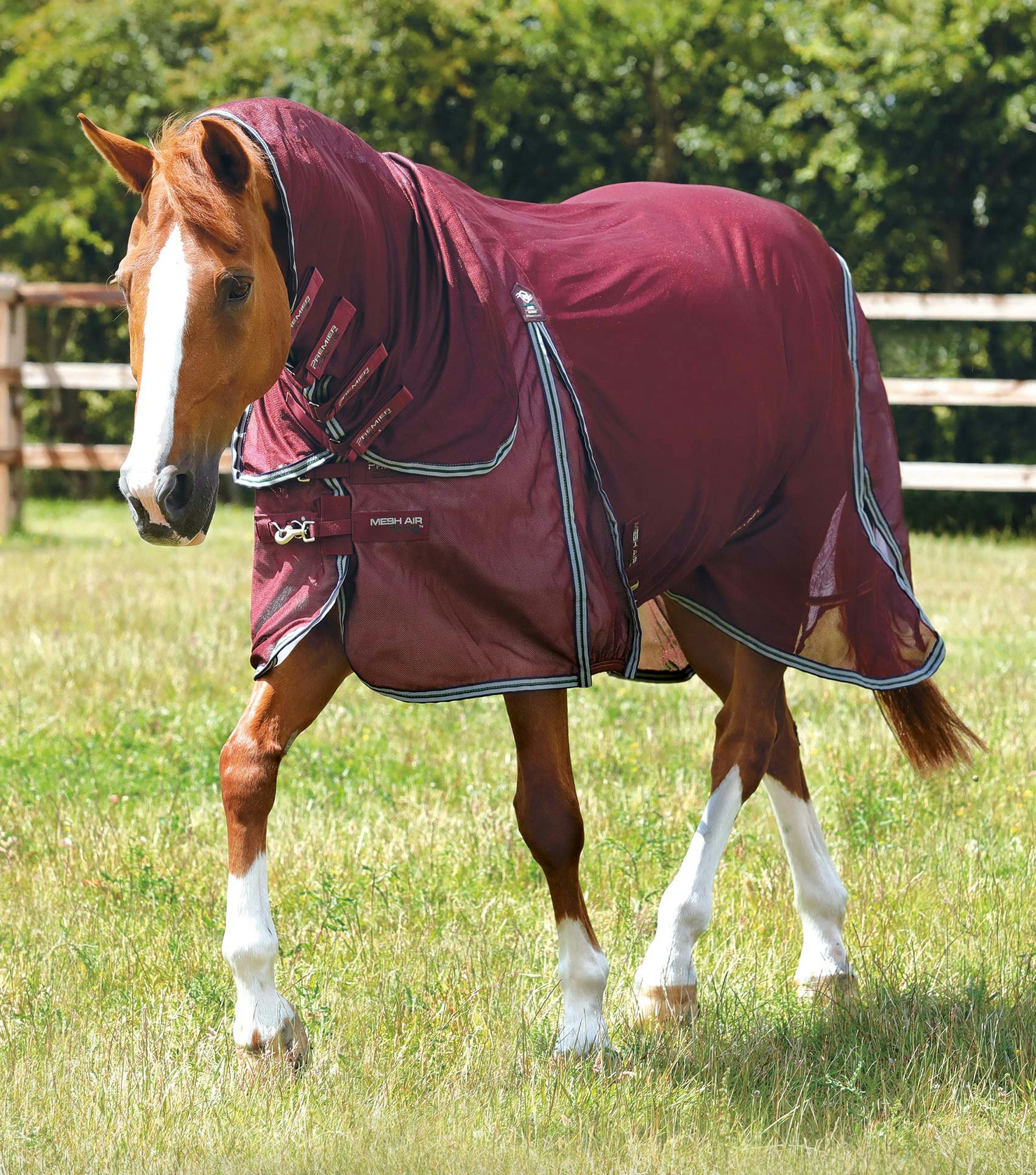 Premier Equine Combo Mesh Air Fly Rug with Surcingles Wine B
