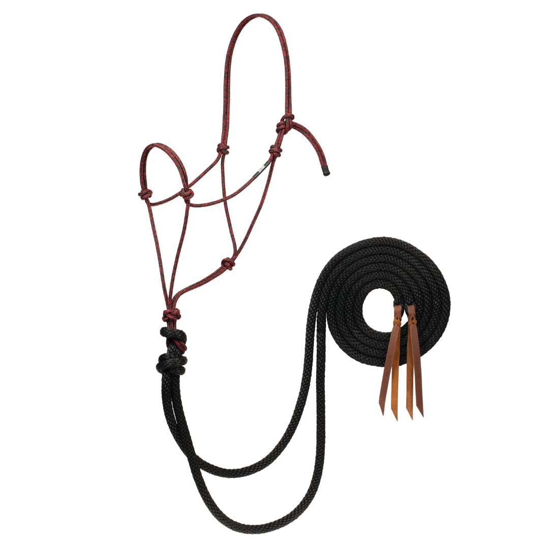 Silvertip Big Sky Loping Rope Halter with 8' Split Reins Red/Black