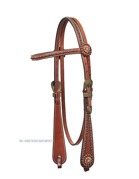 Horseman´s Tack Vaquero Headstall With Copper Dots