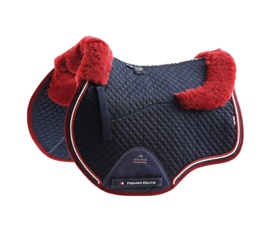 Pony Merino Wool Half Lined European GP/Jump Square Navy / Burgundy Wool