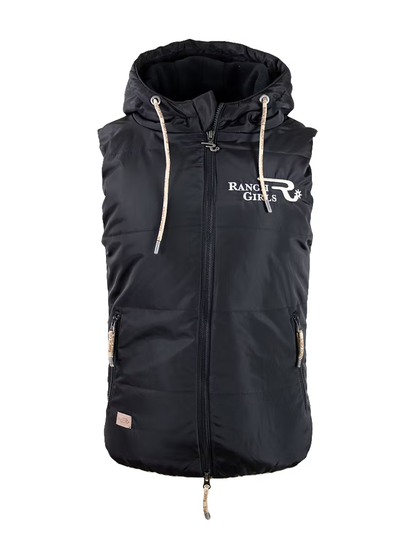 Ranch Girls Hooded Vest Pam Black