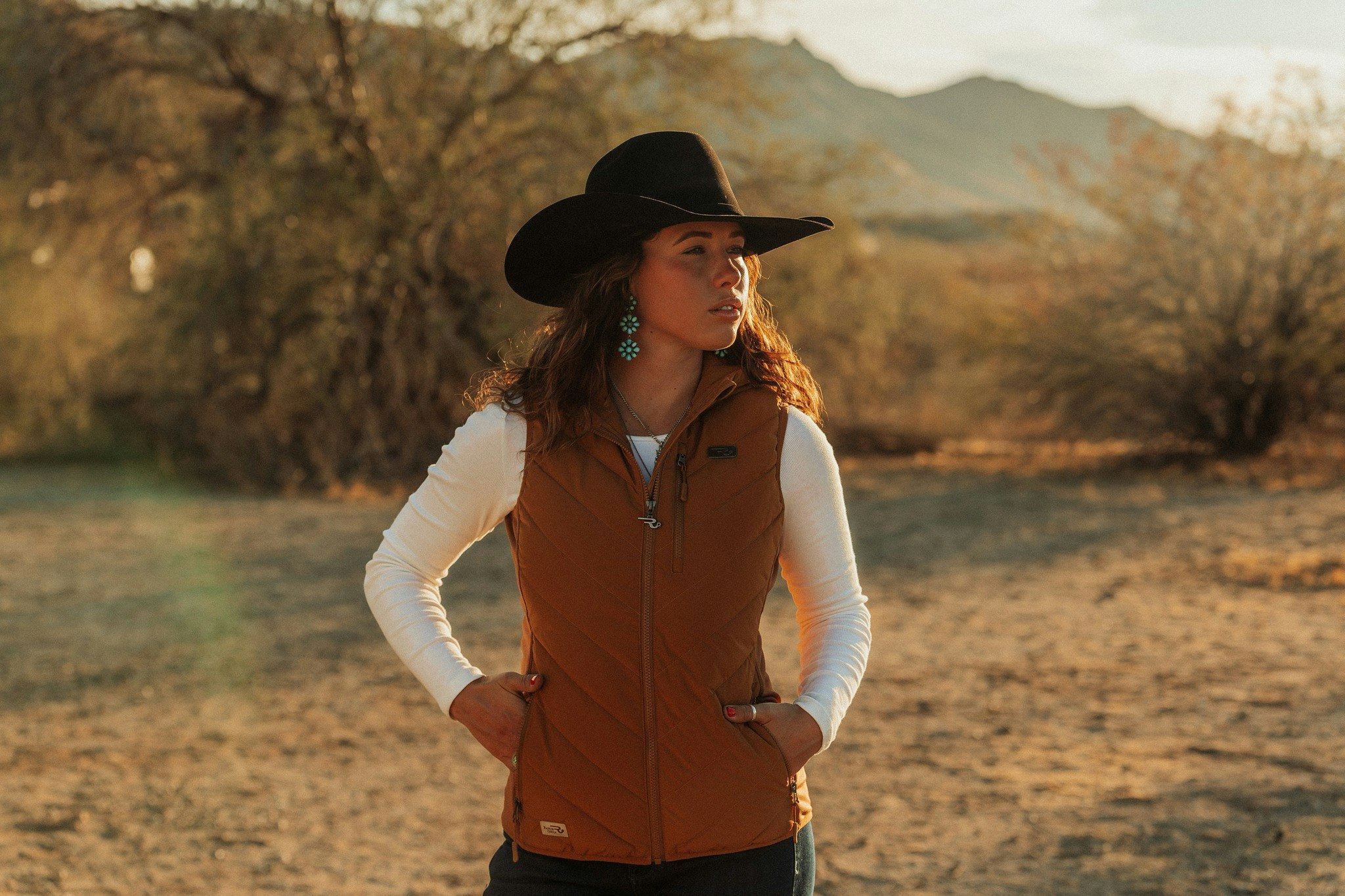 Ranch Girls Hooded Hybrid Vest Ava Cinnamon