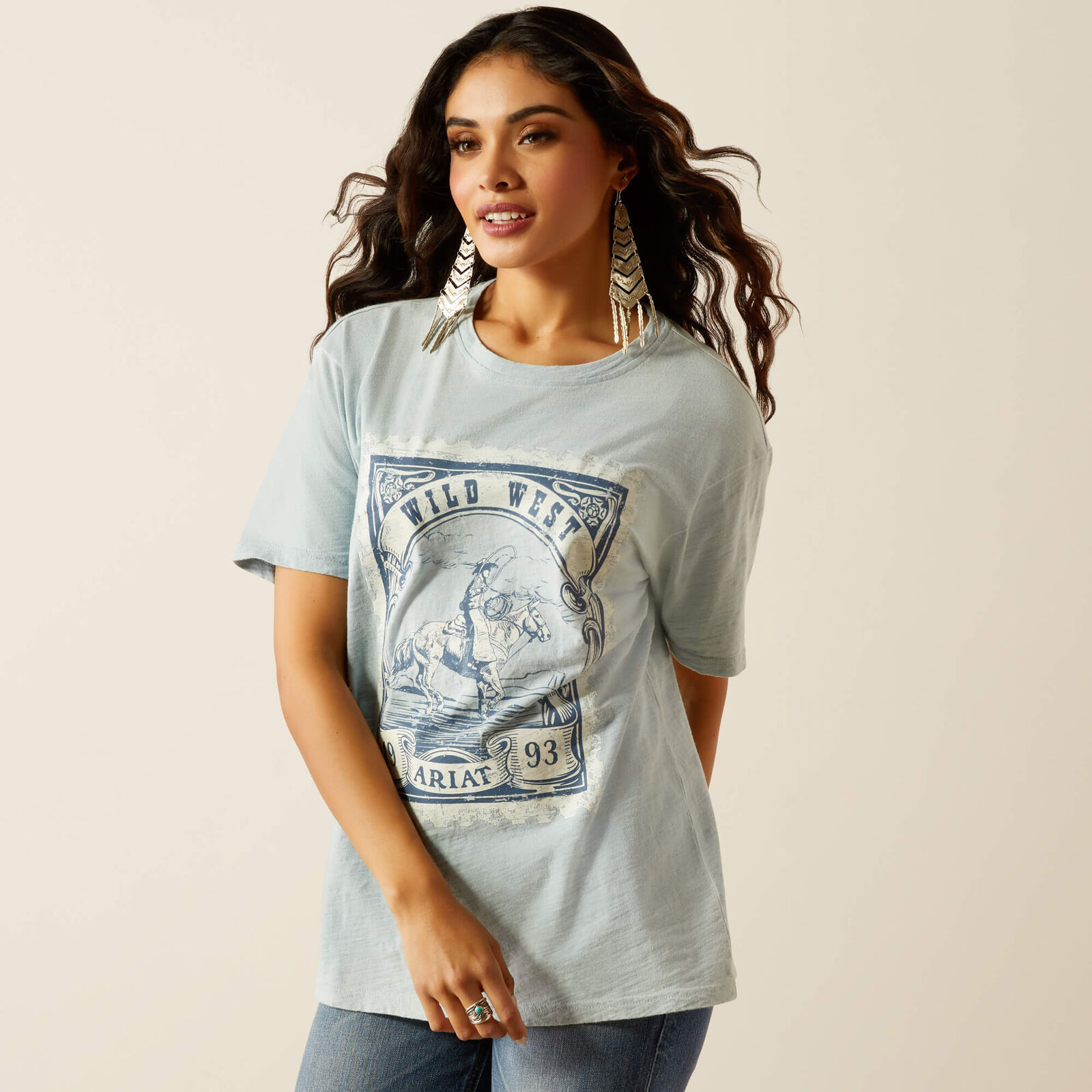 Wild West Stamp T-Shirt Washed Blue