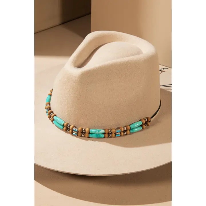 Hatband With Stone And Wooden Beads